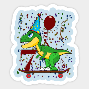 Kids Seven 7 Years Old Dinosaur Birthday Sticker